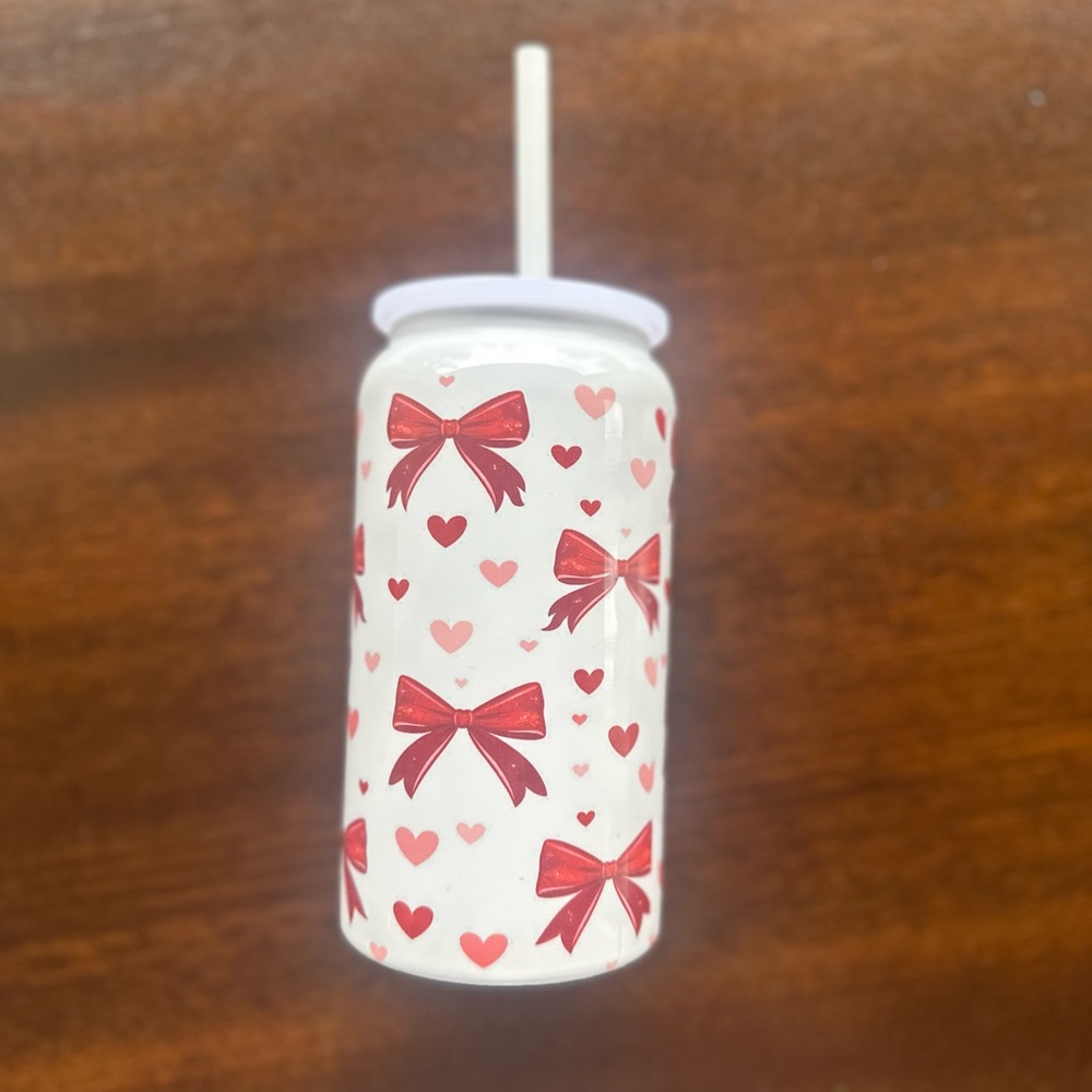 Red Bow and Heart Party Tumbler